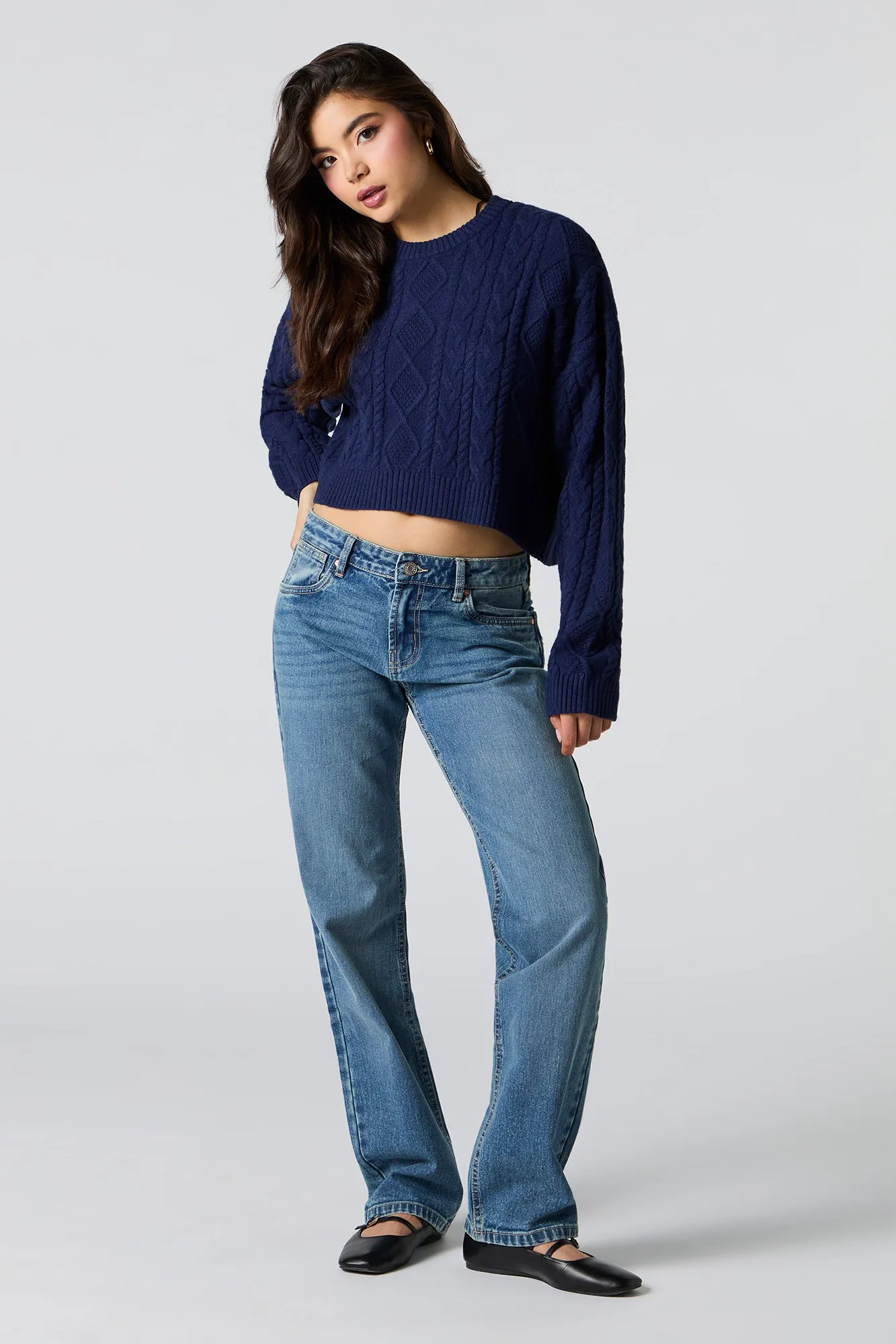 Cable Knit Cropped Boxy Sweater sold by Urban Planet product image thumbnail 4