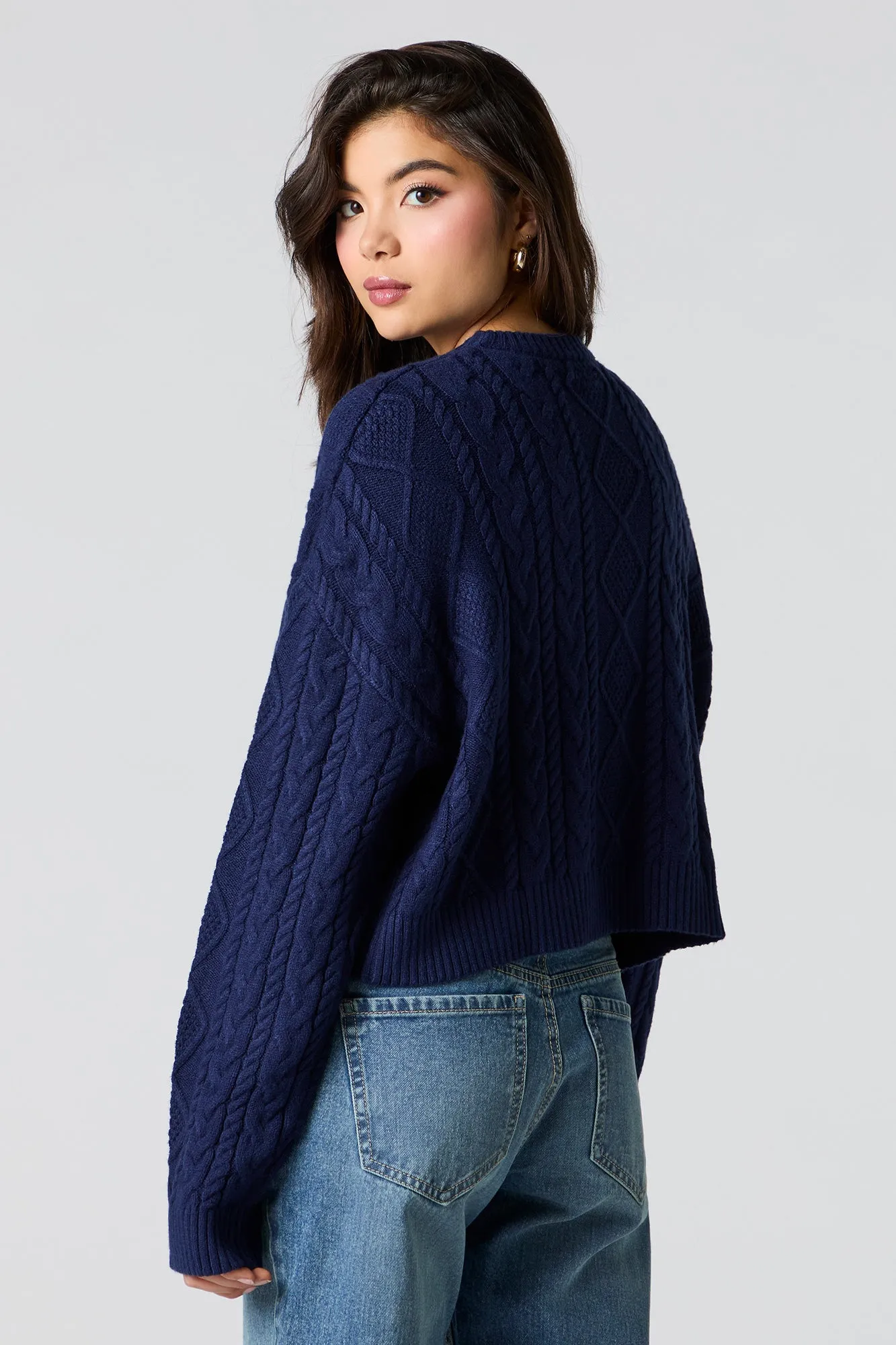 Cable Knit Cropped Boxy Sweater sold by Urban Planet product image thumbnail 3