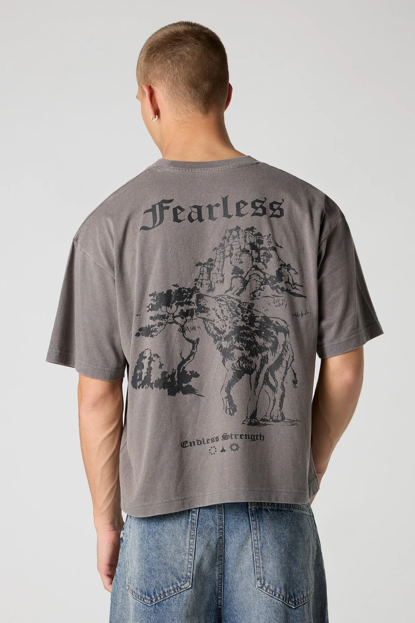 Fearless Graphic Washed Boxy T-Shirt sold by Urban Planet