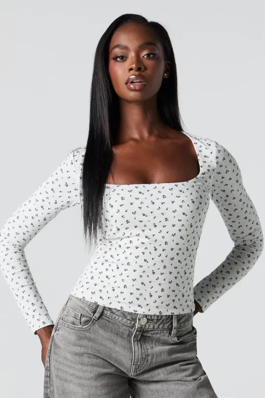 Contour Square Neck Long Sleeve Top sold by Urban Planet