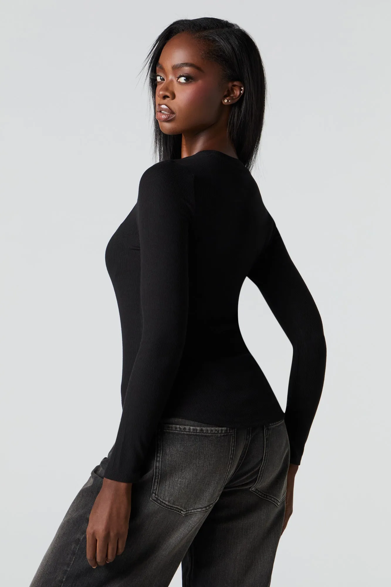 Ribbed Long Sleeve Top sold by Urban Planet product image thumbnail 5