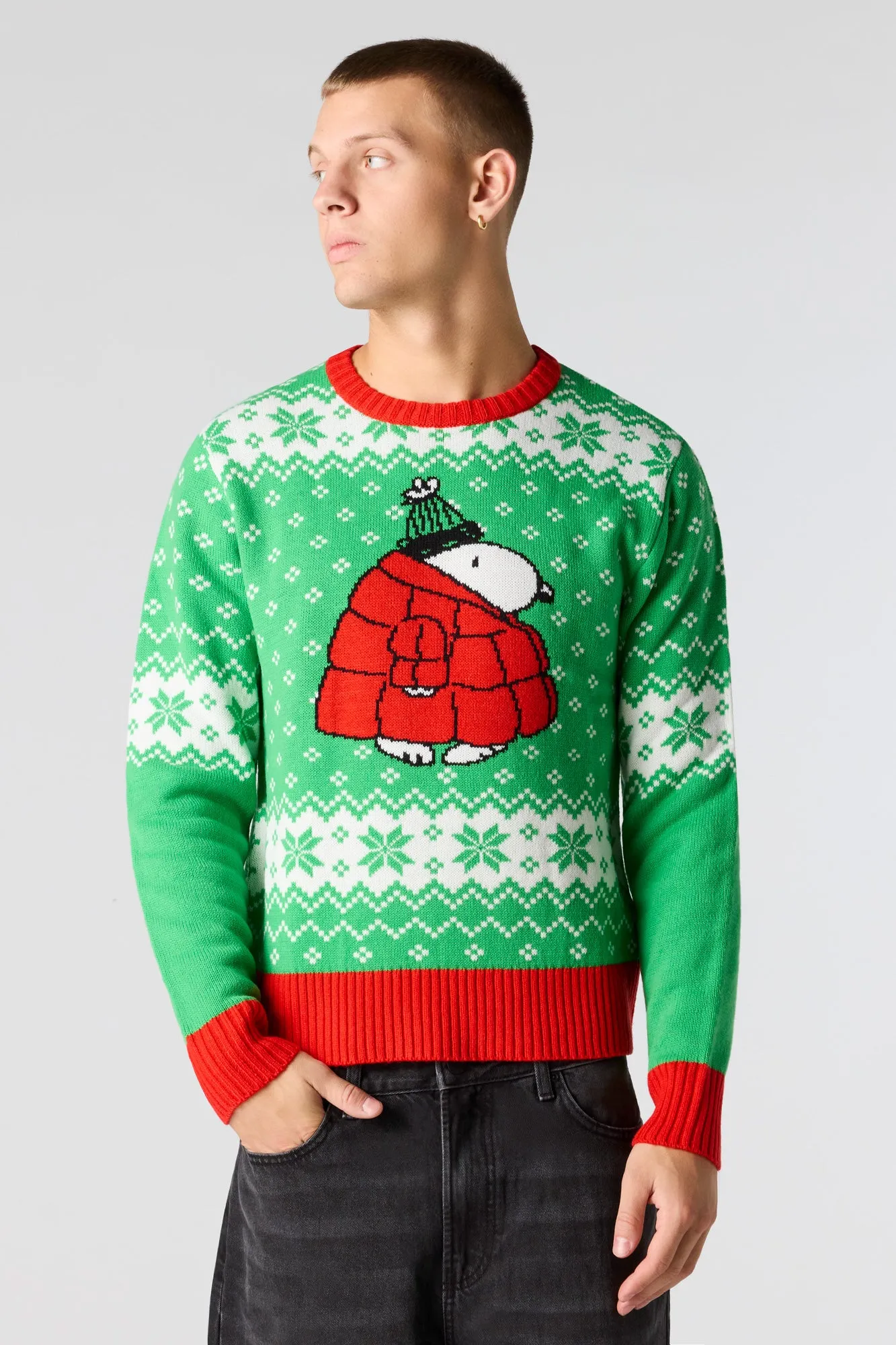 Peanuts Snoopy Jacquard Knit Christmas Sweater sold by Urban Planet