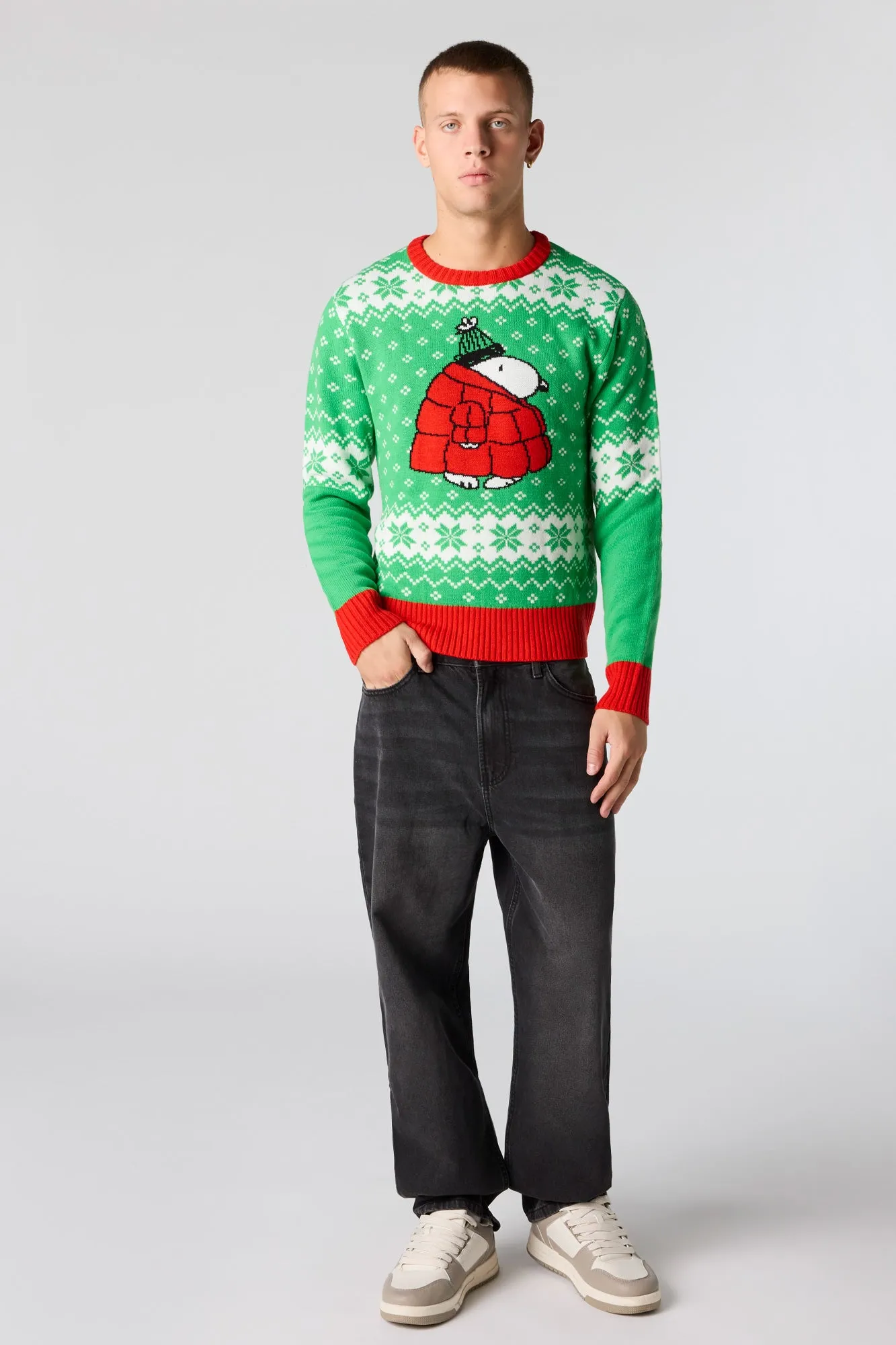 Peanuts Snoopy Jacquard Knit Christmas Sweater sold by Urban Planet product image thumbnail 3