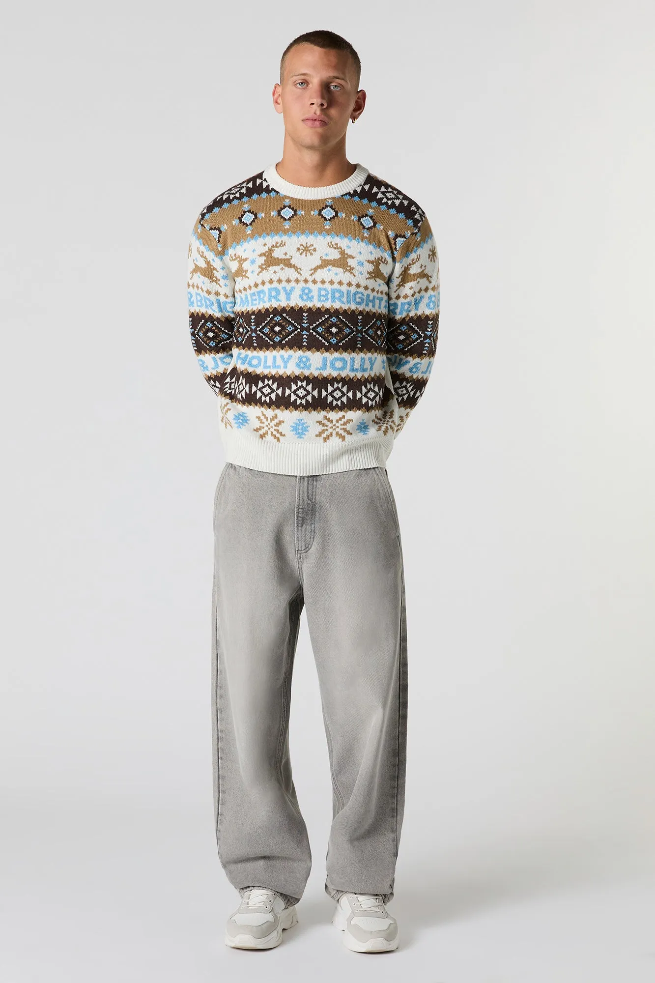 Reindeer Fair Isle Christmas Sweater sold by Urban Planet product image thumbnail 3