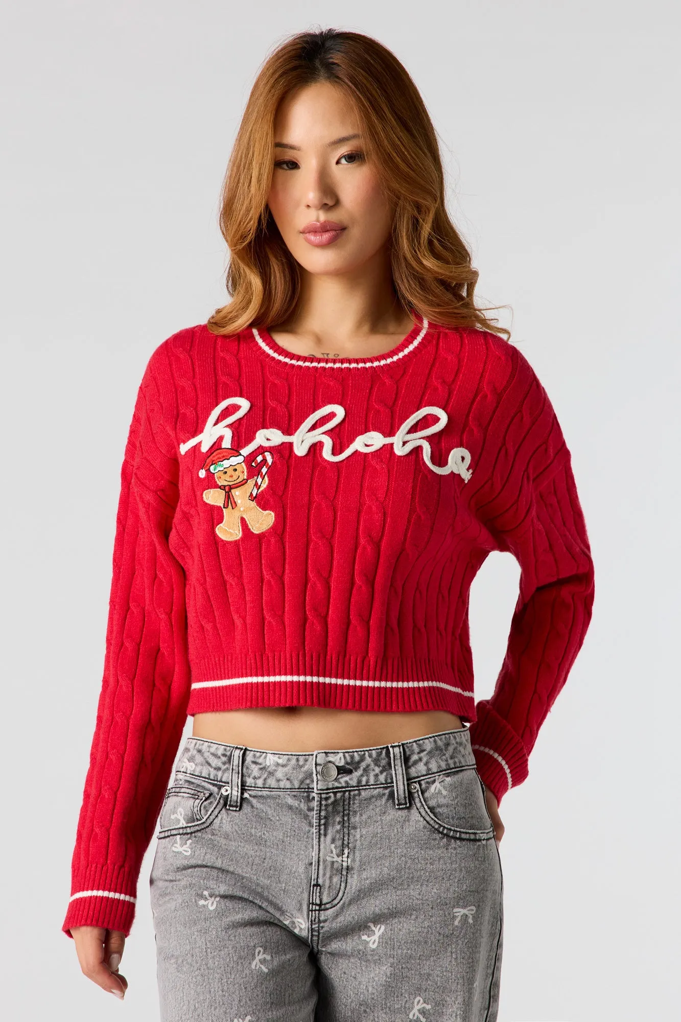 Ho Ho Ho Embroidered Christmas Sweater sold by Urban Planet