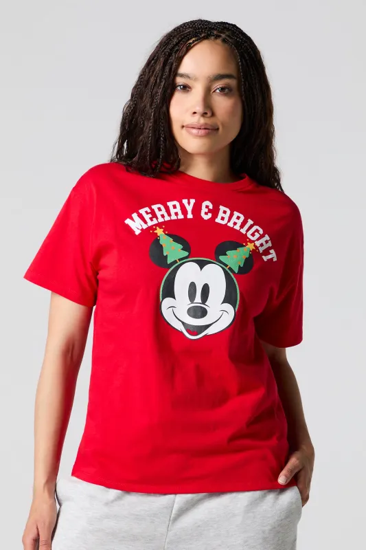 Mickey Christmas Graphic Boyfriend T-Shirt sold by Urban Planet