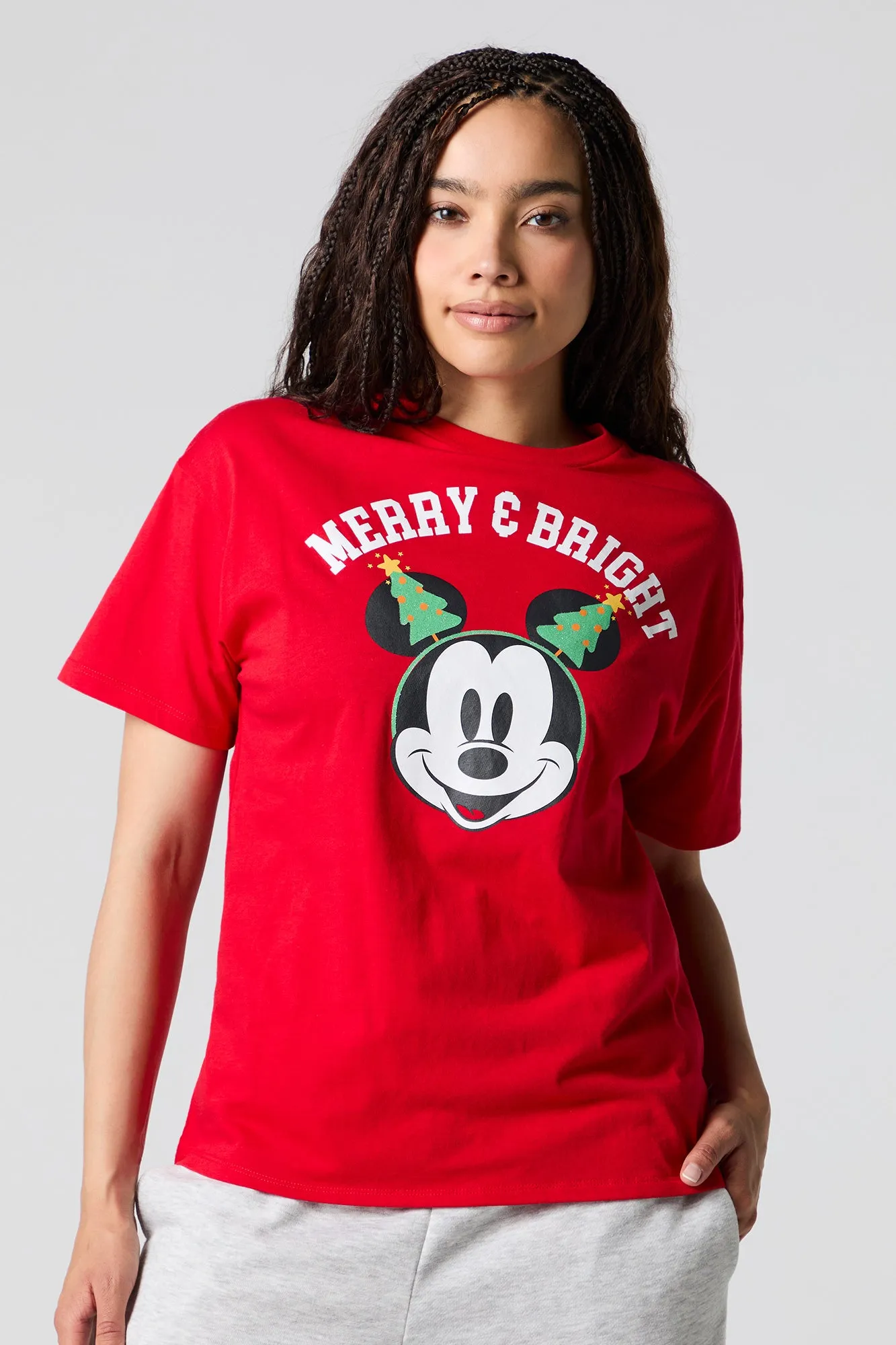 Mickey Christmas Graphic Boyfriend T-Shirt sold by Urban Planet