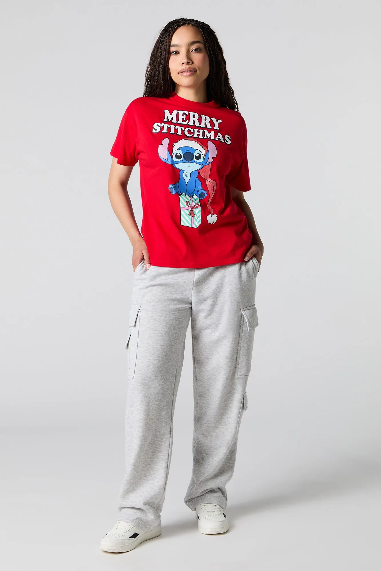 Merry Stitch-mas Graphic Boyfriend T-Shirt sold by Urban Planet product image thumbnail 3