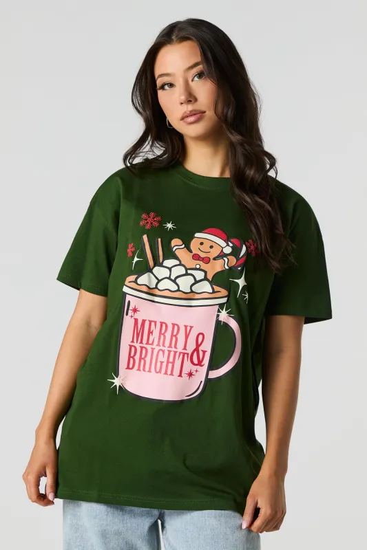 Christmas Gingerbread Graphic & Puff Print Oversized T-Shirt sold by Urban Planet