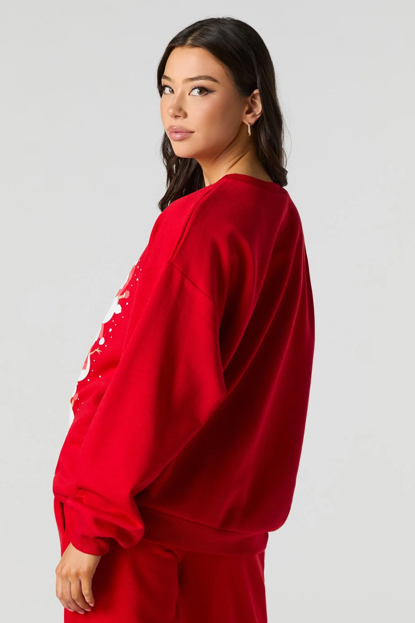 Christmas Tree & Snowmen Graphic Fleece Sweatshirt sold by Urban Planet product image thumbnail 2