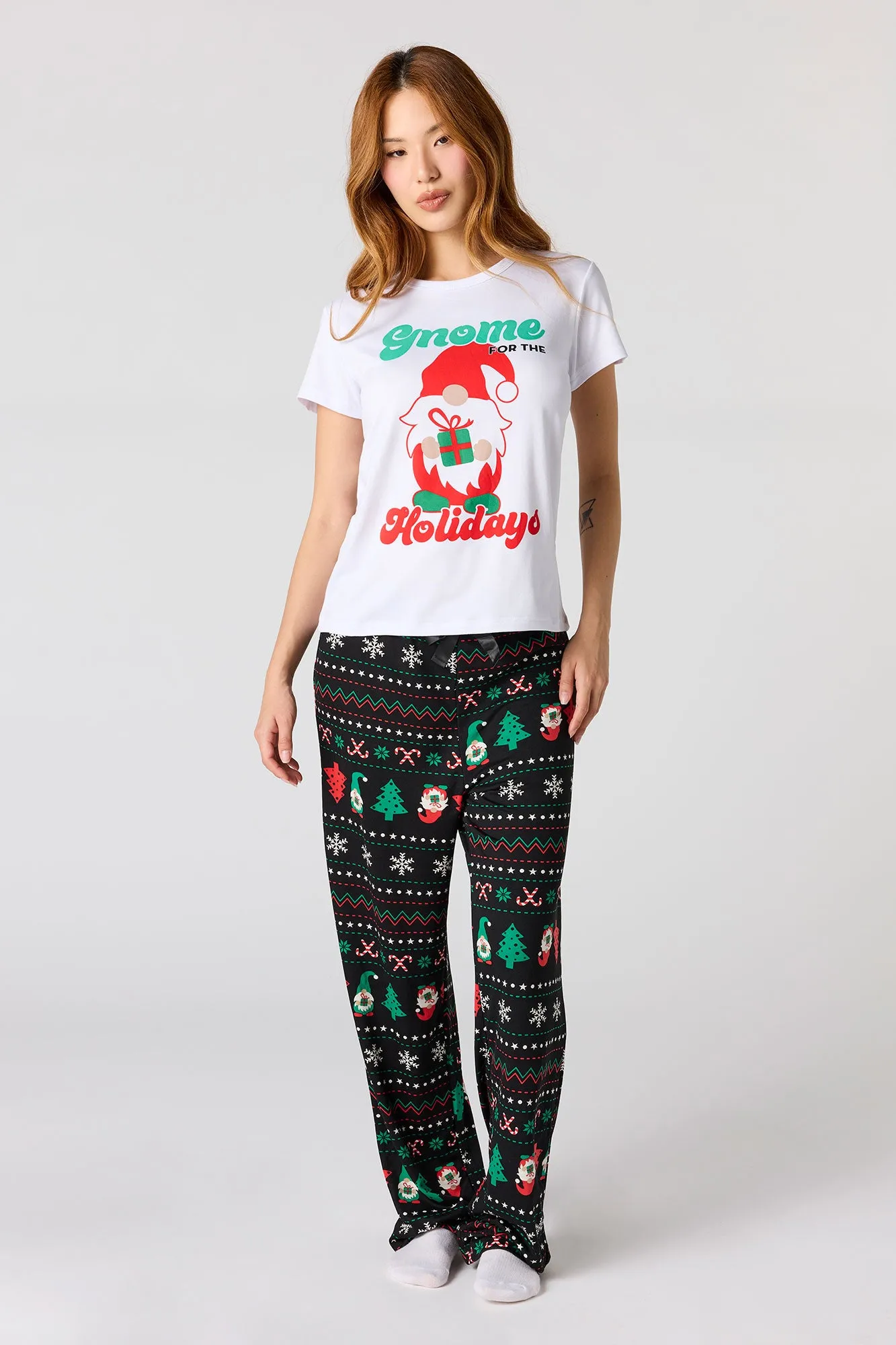 Womens Fammy Jammies Gnome for the Holidays Pajama Set sold by Urban Planet product image thumbnail 4