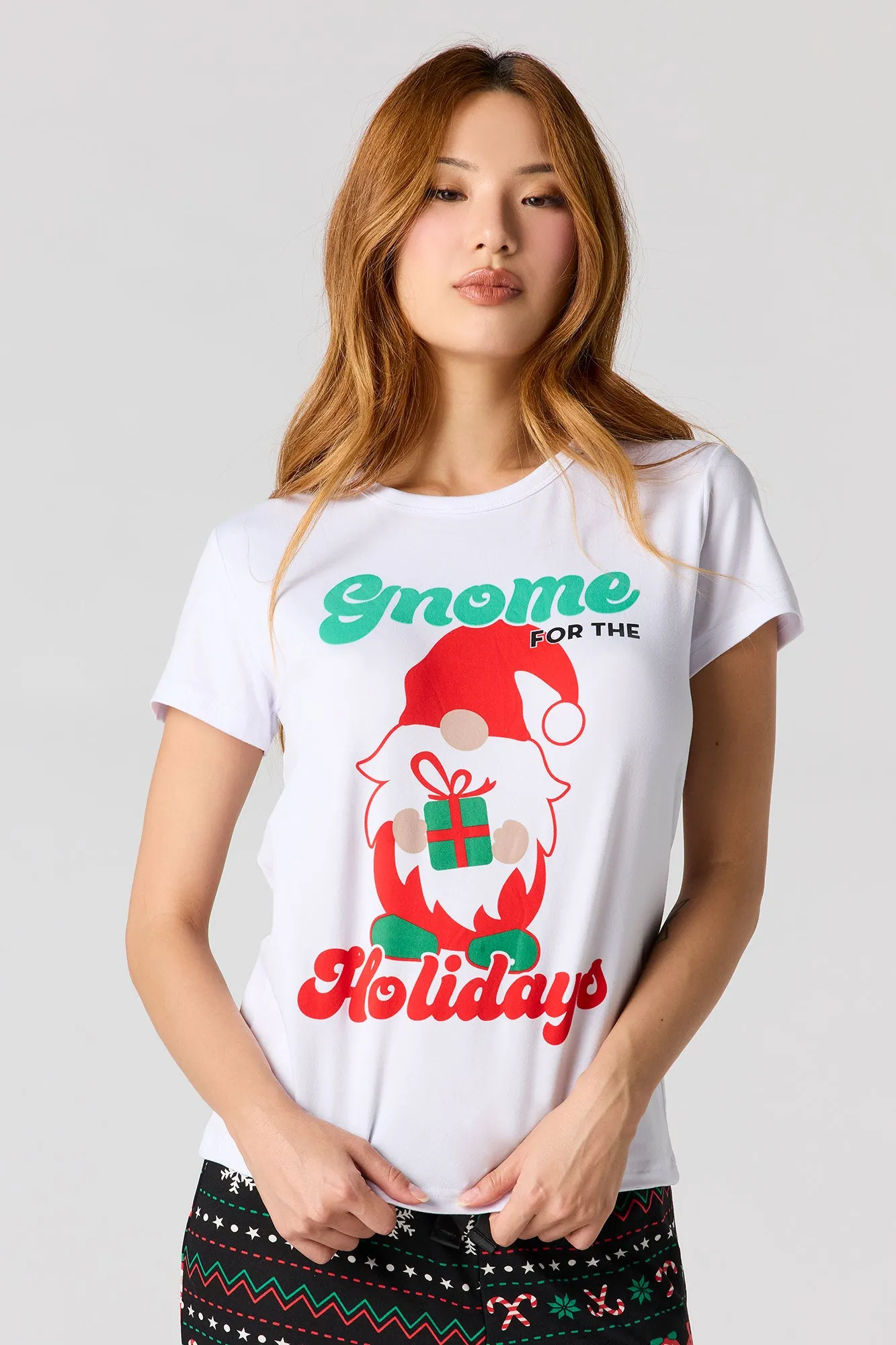 Womens Fammy Jammies Gnome for the Holidays Pajama Set sold by Urban Planet product image thumbnail 2