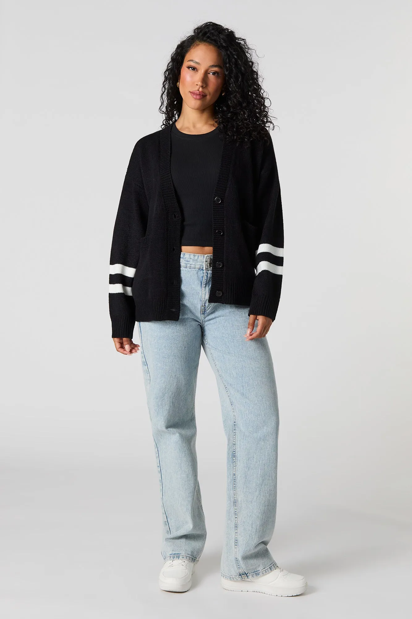 Jacquard Knit Striped Sleeve Cardigan sold by Urban Planet product image thumbnail 3