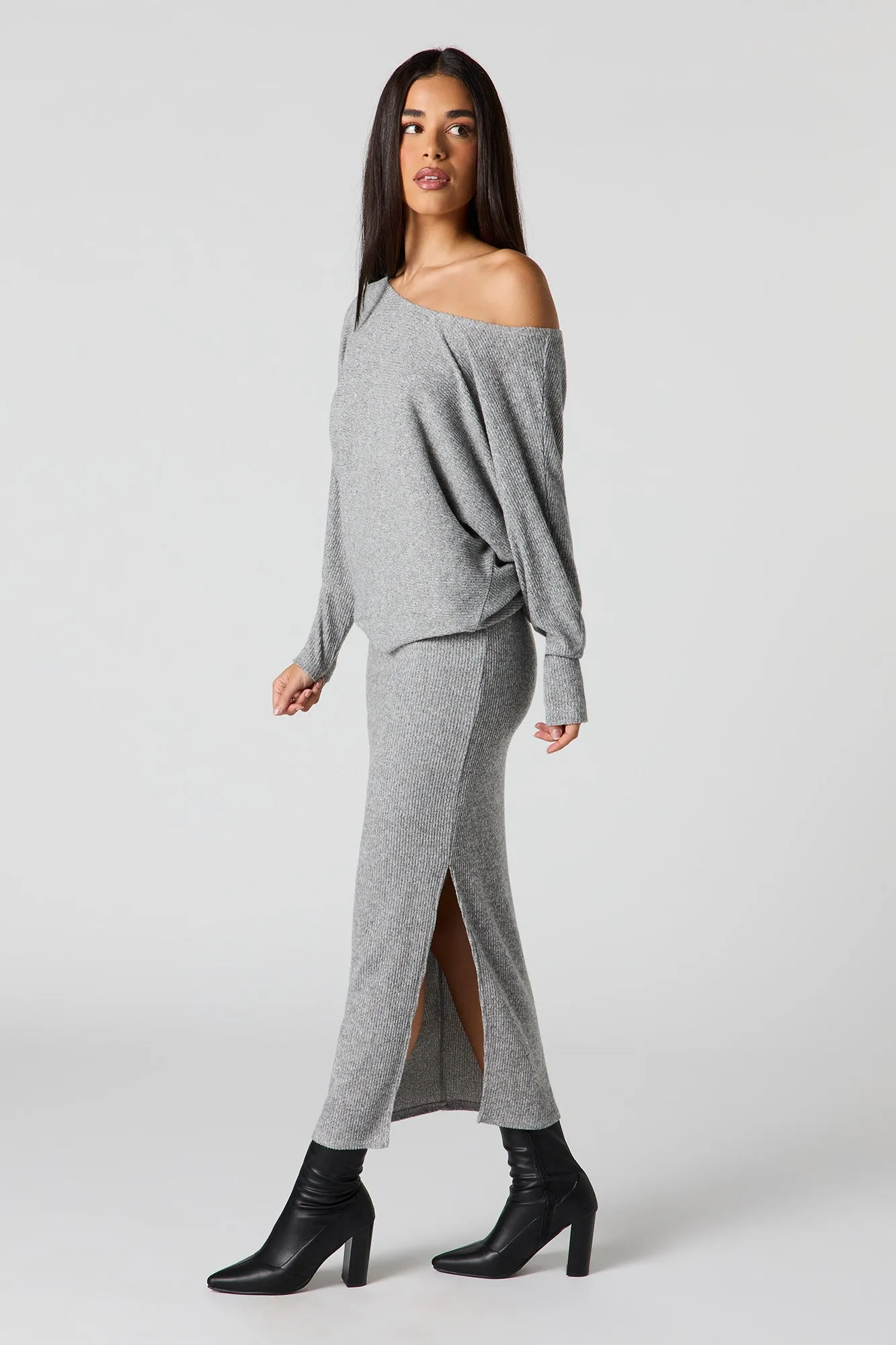 Ribbed Knit Midi Skirt sold by Urban Planet product image thumbnail 3