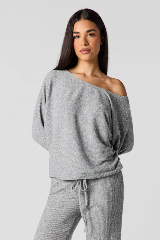 Ribbed Knit Off Shoulder Top sold by Urban Planet