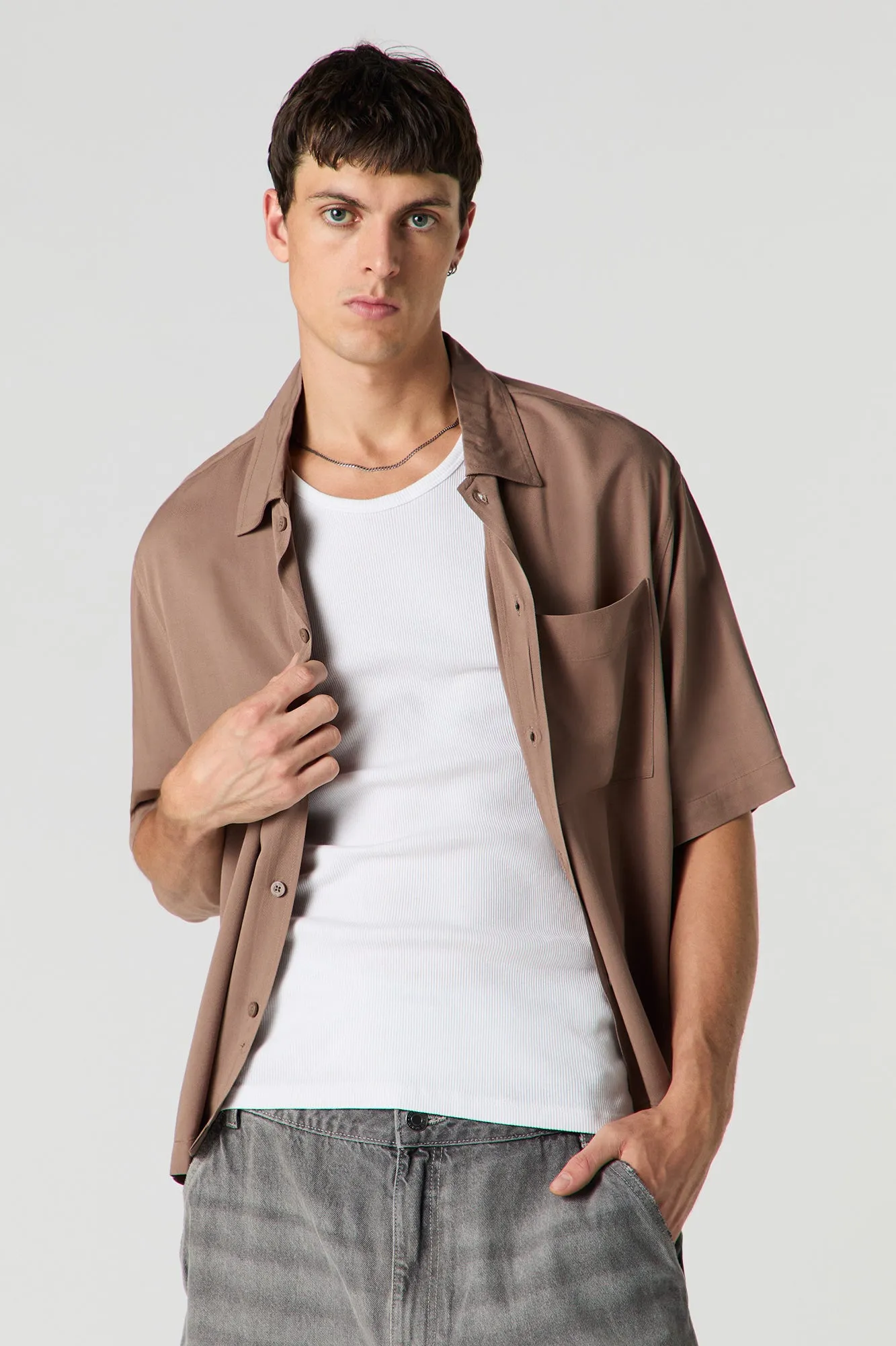 Boxy Button-Up Top sold by Urban Planet