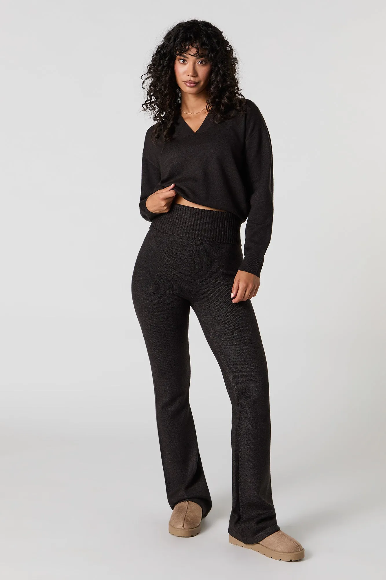 Knit Fold Over Waist Wide Leg Pant sold by Urban Planet product image thumbnail 4