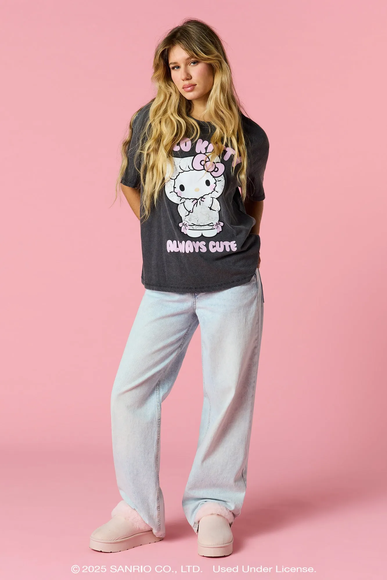 Hello Kitty® Graphic Washed Boyfriend T-Shirt sold by Urban Planet product image thumbnail 3