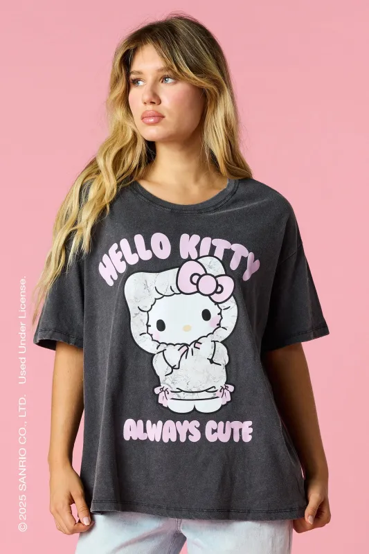Hello Kitty® Graphic Washed Boyfriend T-Shirt sold by Urban Planet