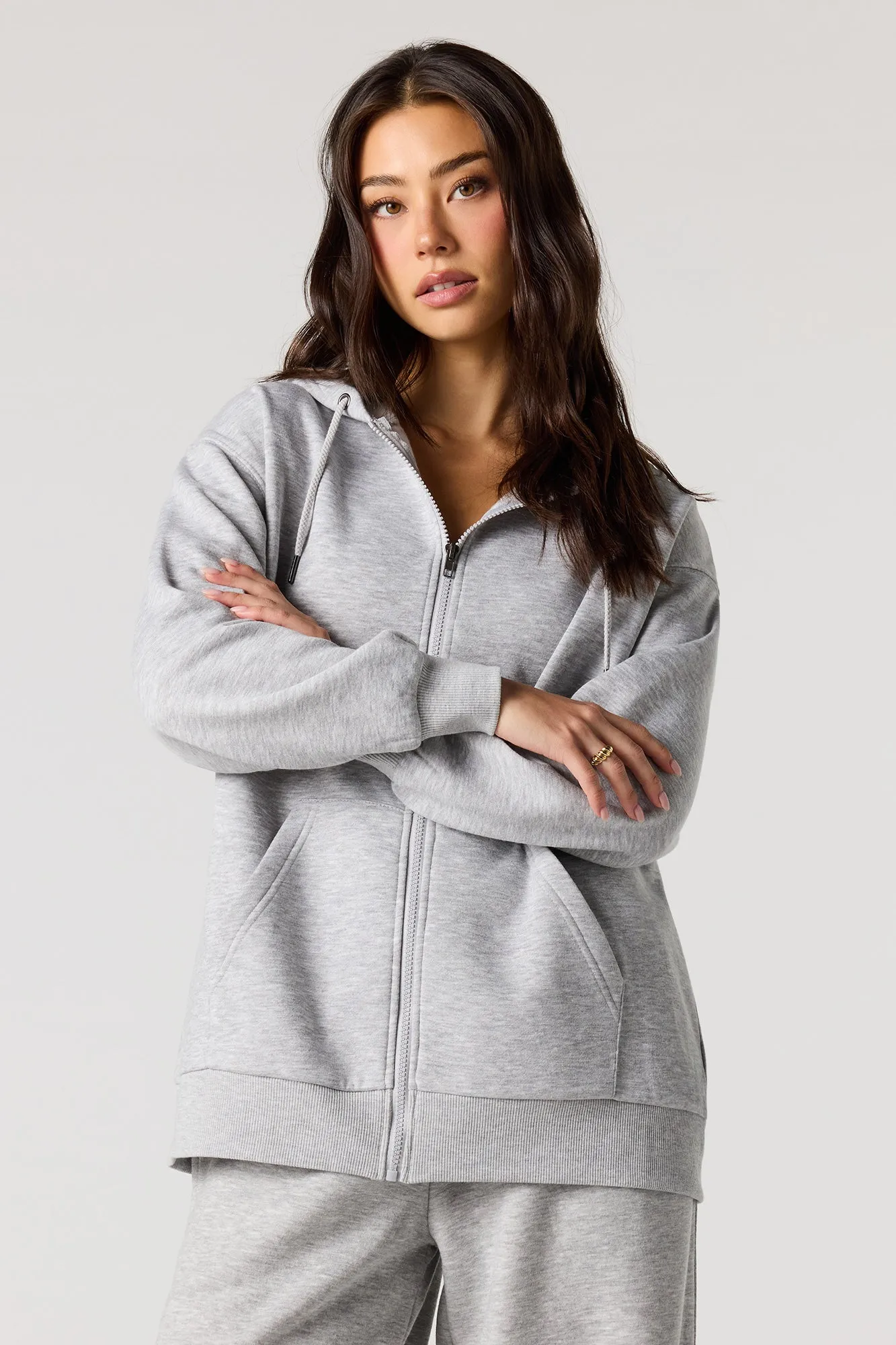Fleece Zip-Up Hoodie sold by Urban Planet product image thumbnail 4