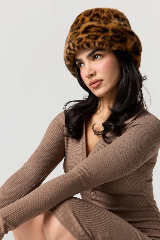 Cheetah Print Faux Fur Bucket Hat sold by Urban Planet