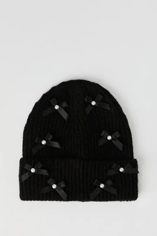 Faux Pearl Bow Beanie sold by Urban Planet