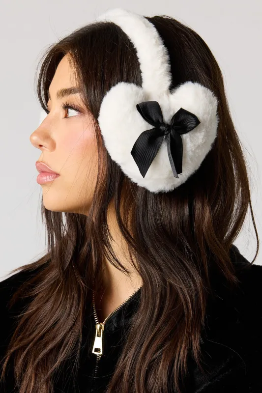Faux Fur Bow Earmuffs sold by Urban Planet