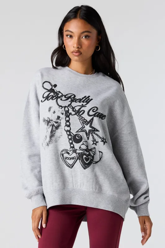 Puff Print Fleece Oversized Sweatshirt sold by Urban Planet