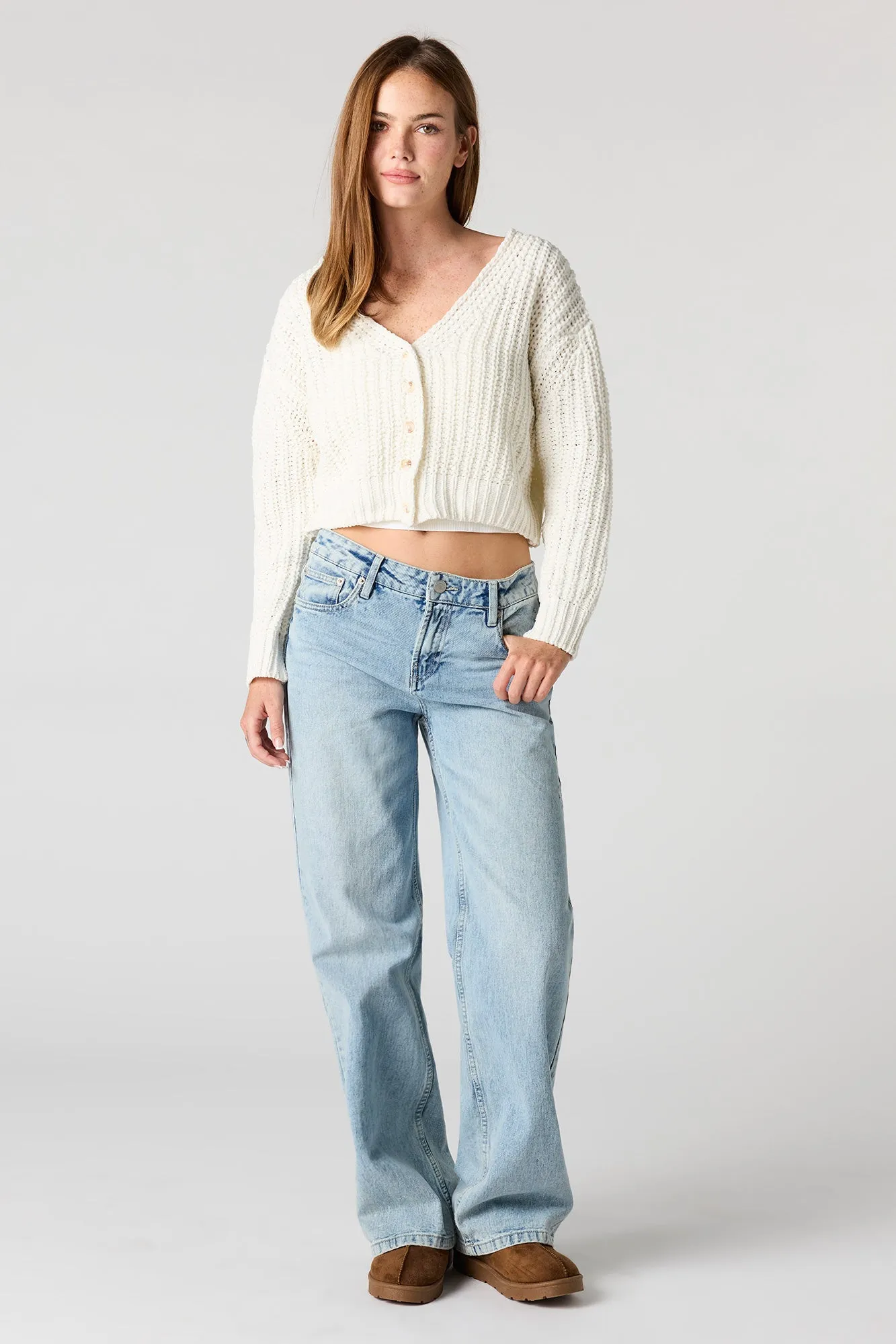 Sweater-Knit Button-Up Cardigan sold by Urban Planet product image thumbnail 3