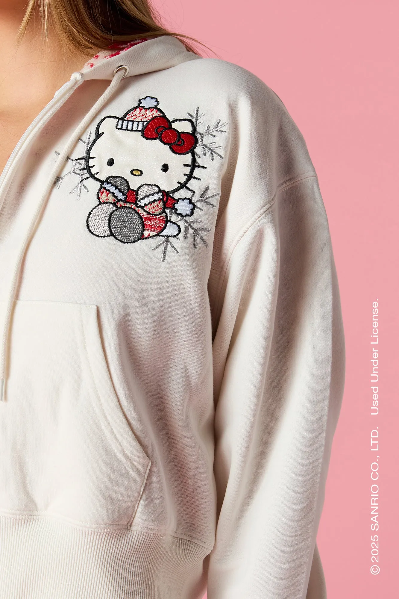 Hello Kitty® Holiday Embroidered Zip-Up Hoodie sold by Urban Planet product image thumbnail 4