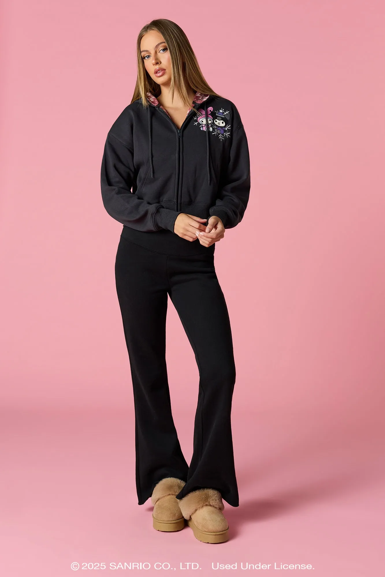 Kuromi™ & My Melody™ Holiday Embroidered Zip-Up Hoodie sold by Urban Planet product image thumbnail 3