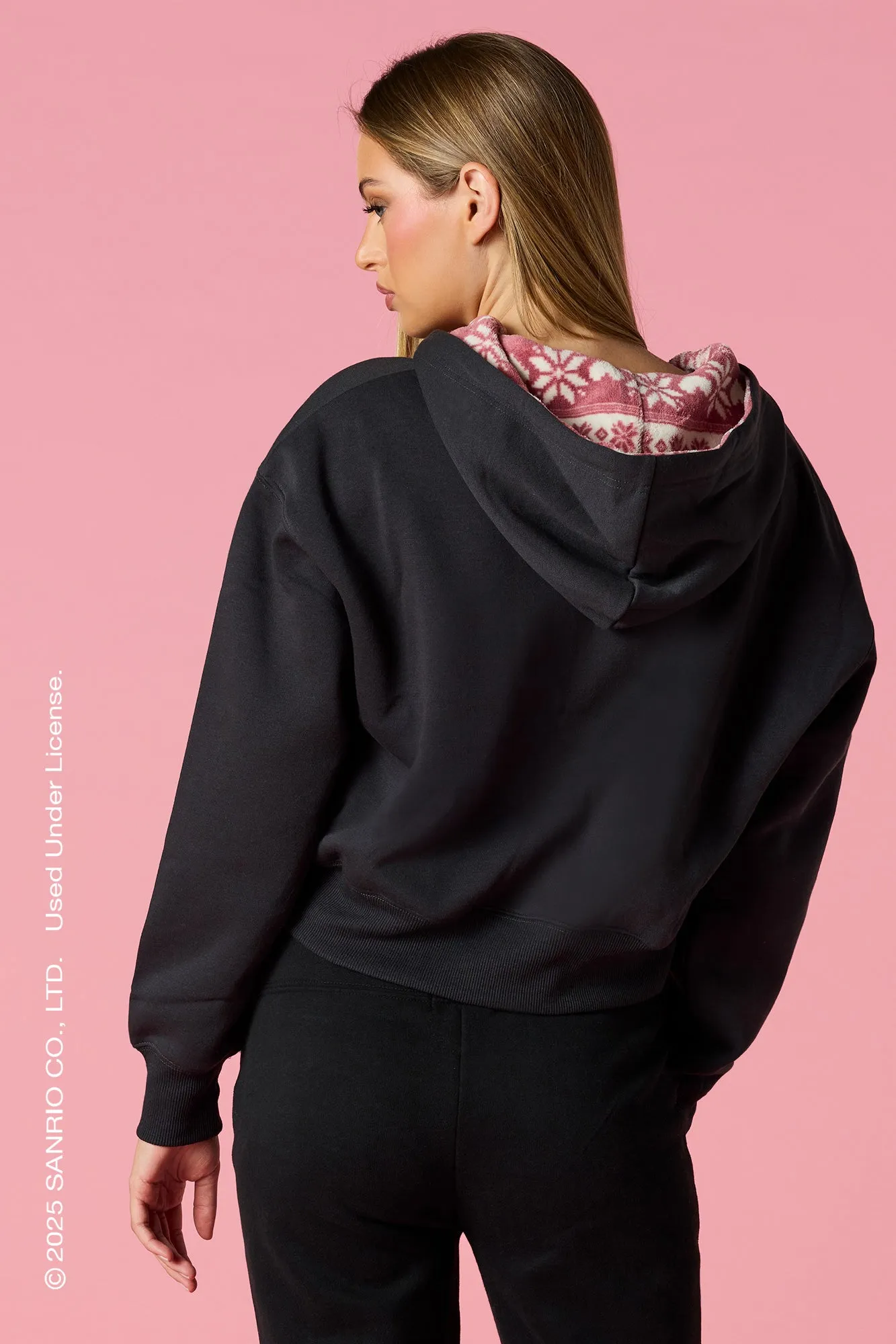 Kuromi™ & My Melody™ Holiday Embroidered Zip-Up Hoodie sold by Urban Planet product image thumbnail 2