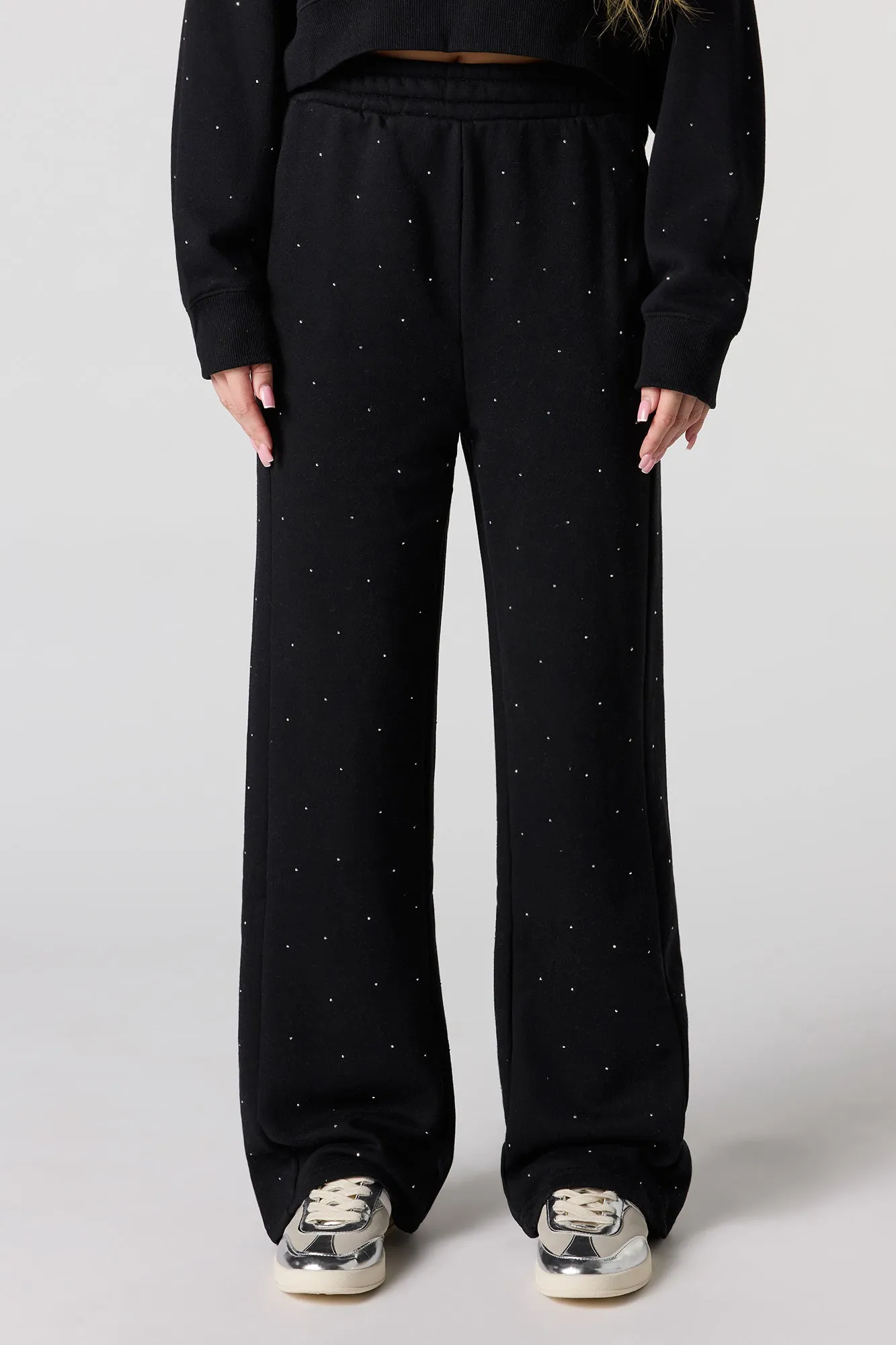 Fleece Rhinestone Wide Leg Sweatpant sold by Urban Planet product image thumbnail 2