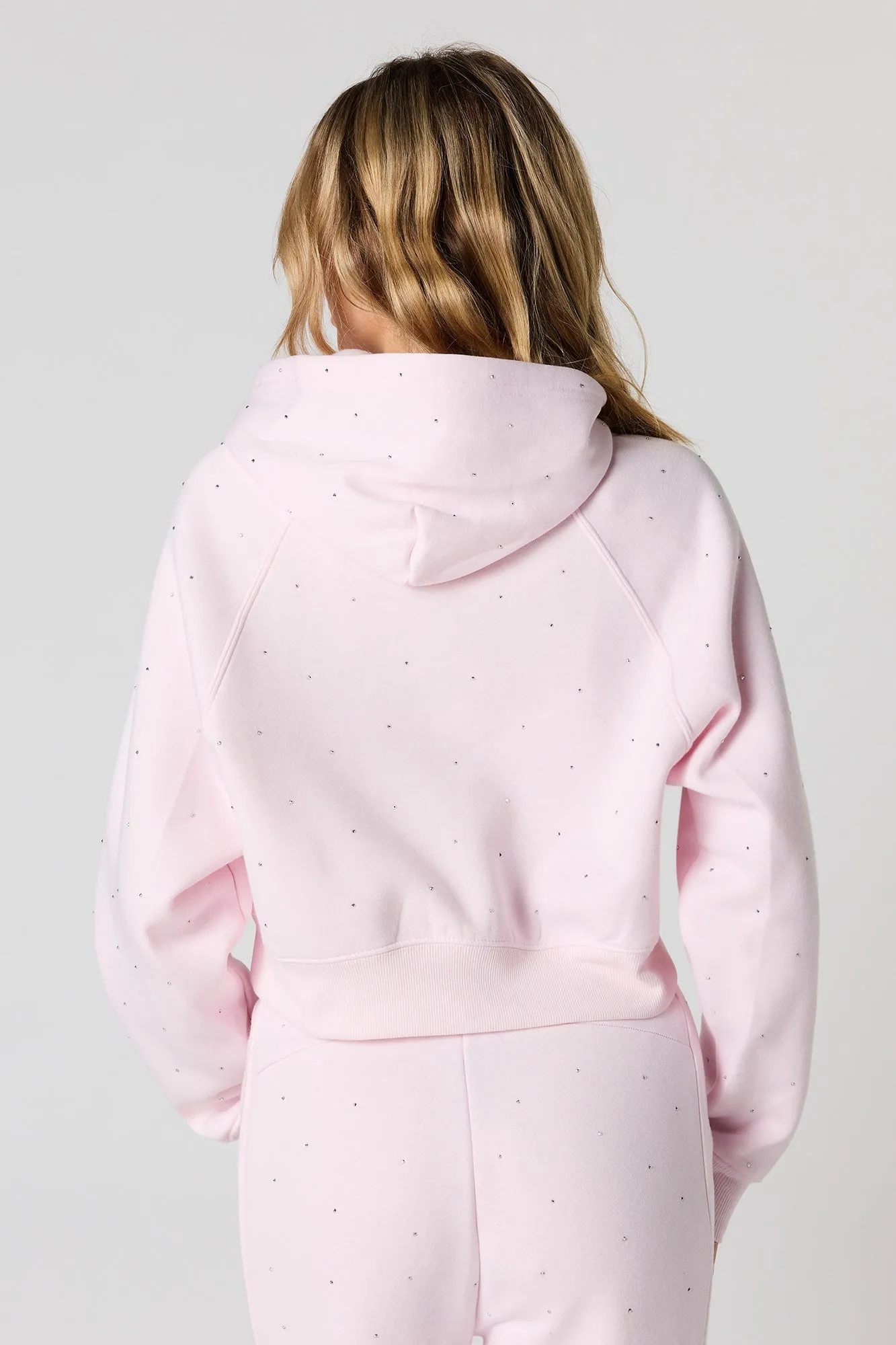 Fleece Rhinestone Cropped Hoodie sold by Urban Planet product image thumbnail 5