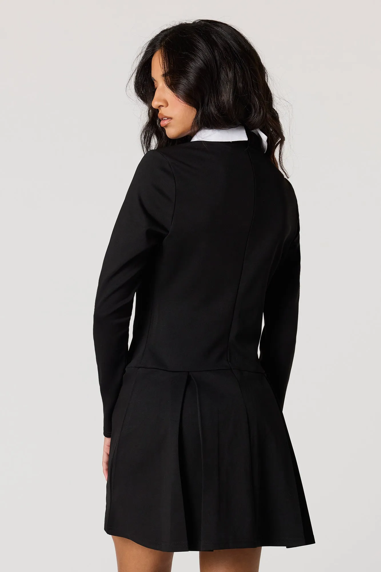 Collared Long Sleeve Pleated Mini Dress sold by Urban Planet product image thumbnail 5