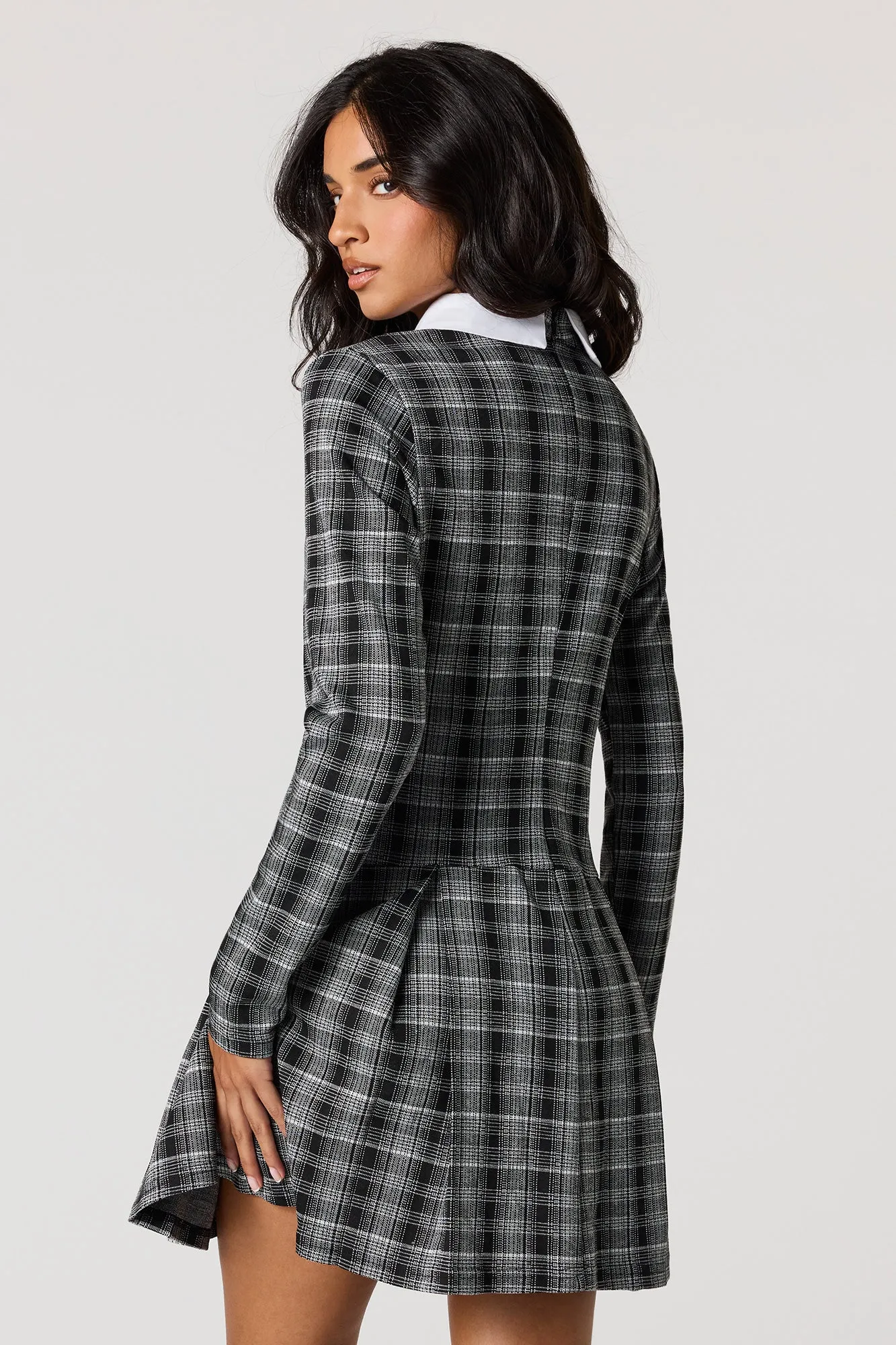 Collared Long Sleeve Pleated Mini Dress sold by Urban Planet product image thumbnail 2