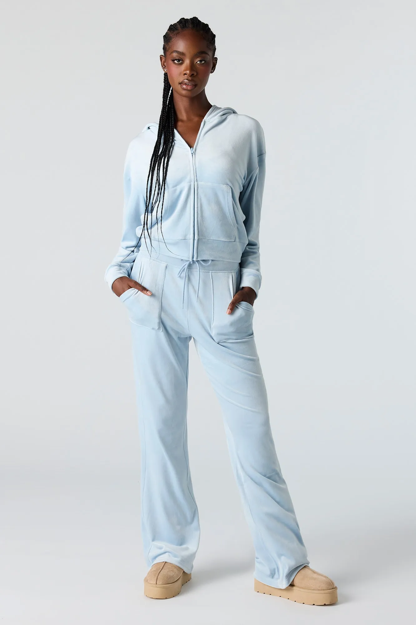 Velour Wide Leg Sweatpant sold by Urban Planet product image thumbnail 4