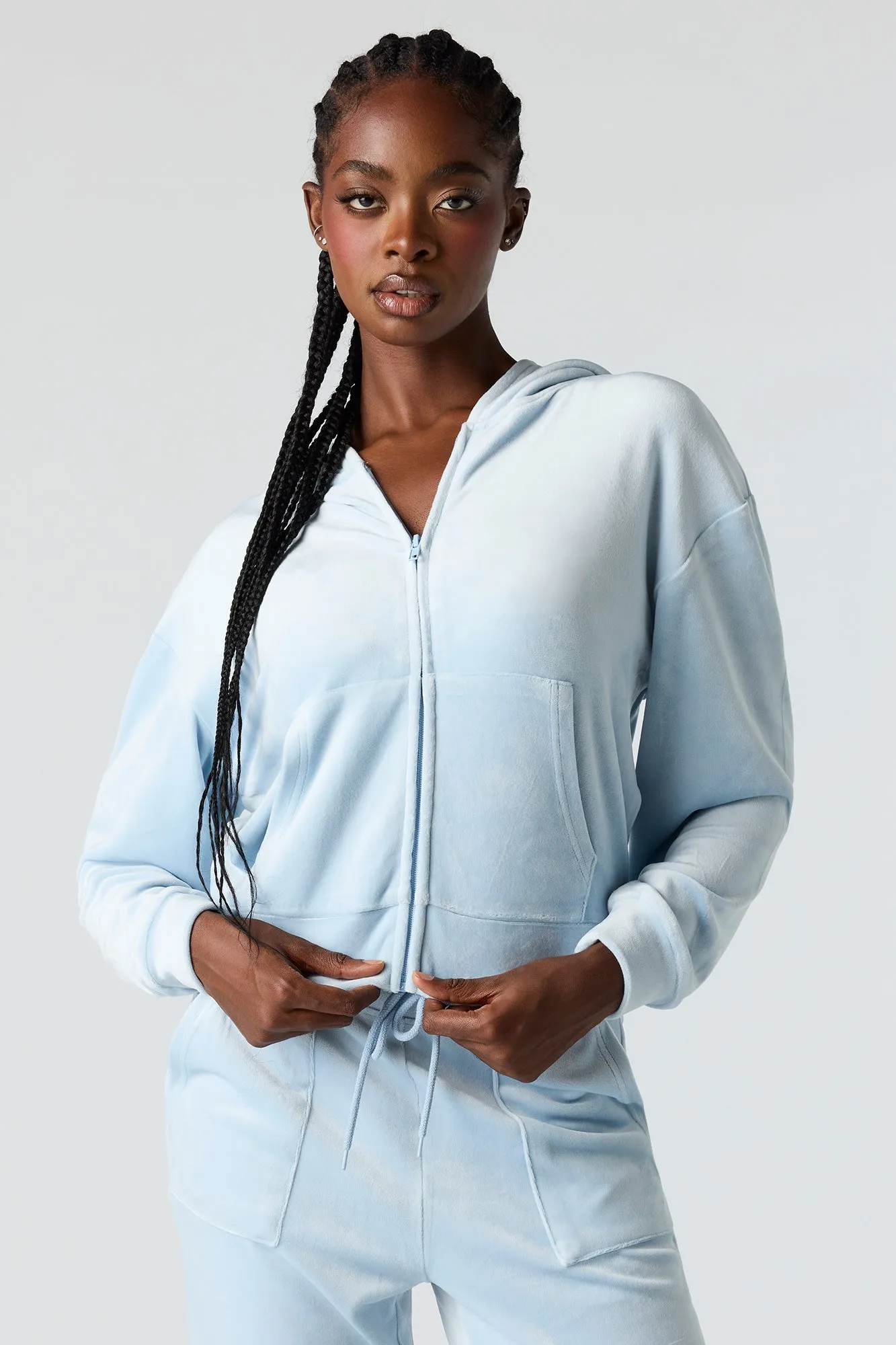 Velour Zip-Up Hoodie sold by Urban Planet product image thumbnail 4