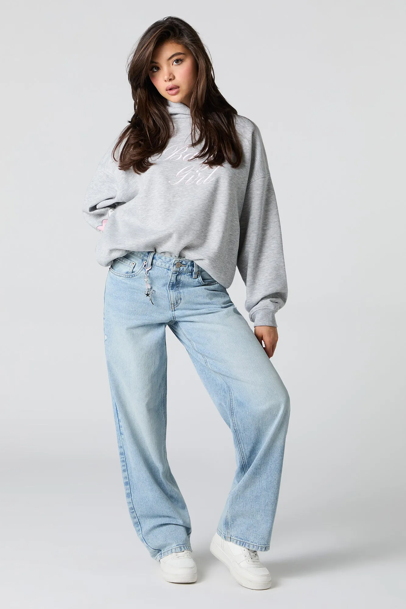 Low Rise Baggy Jean with Star & Bow Charm sold by Urban Planet