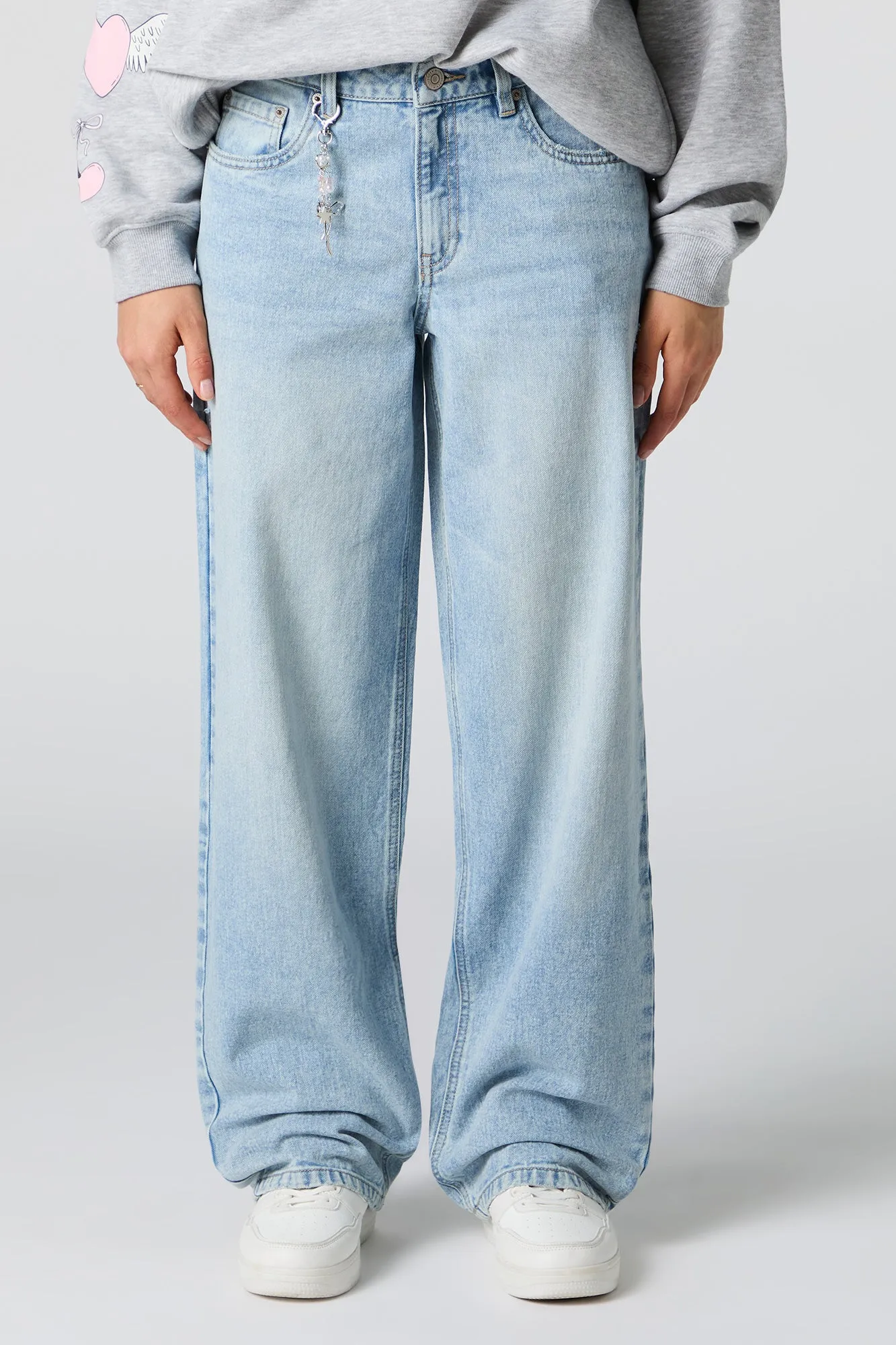 Low Rise Baggy Jean with Star & Bow Charm sold by Urban Planet product image thumbnail 2