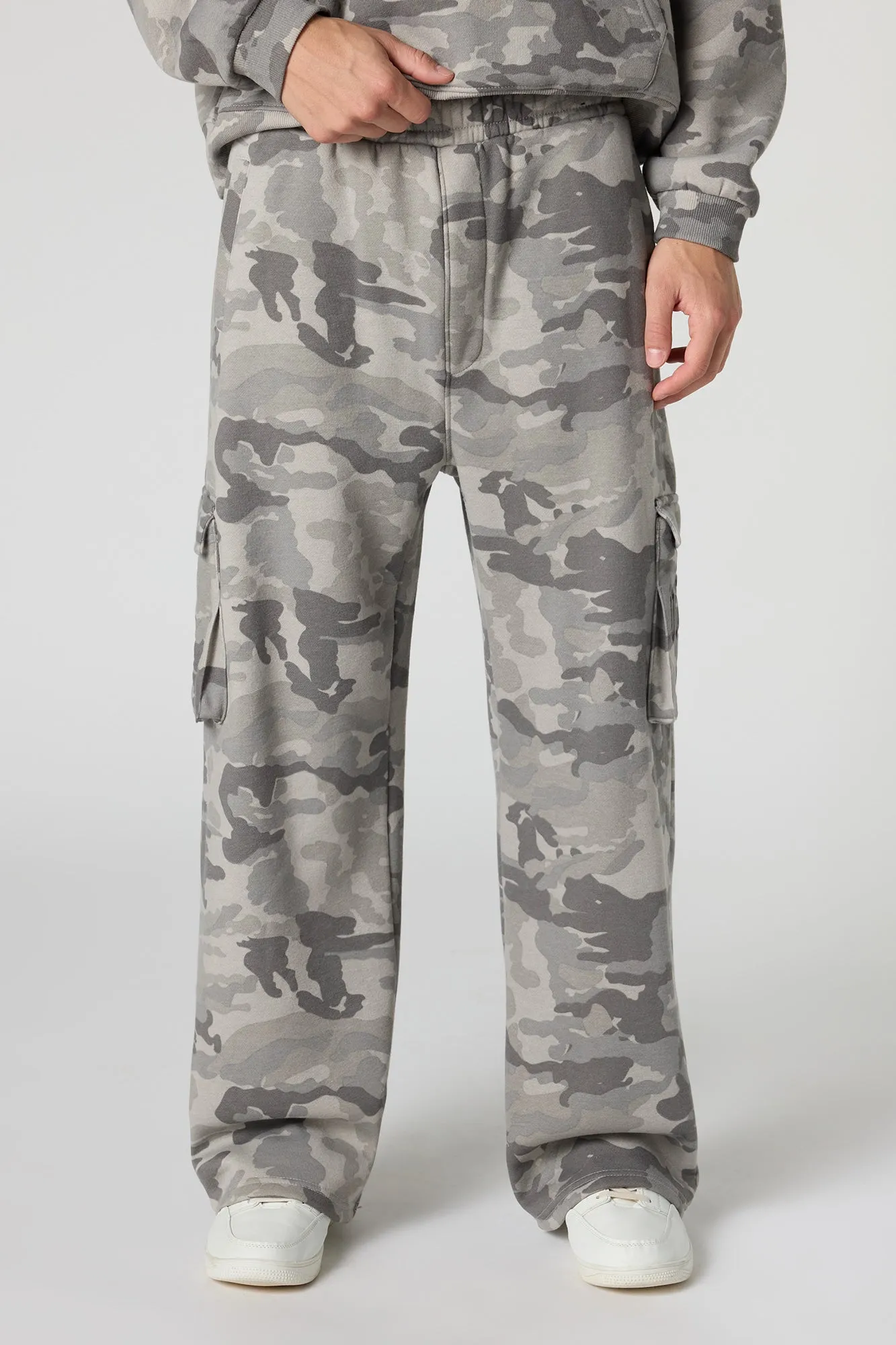 Embossed Pocket Cargo Baggy Fleece Sweatpant sold by Urban Planet