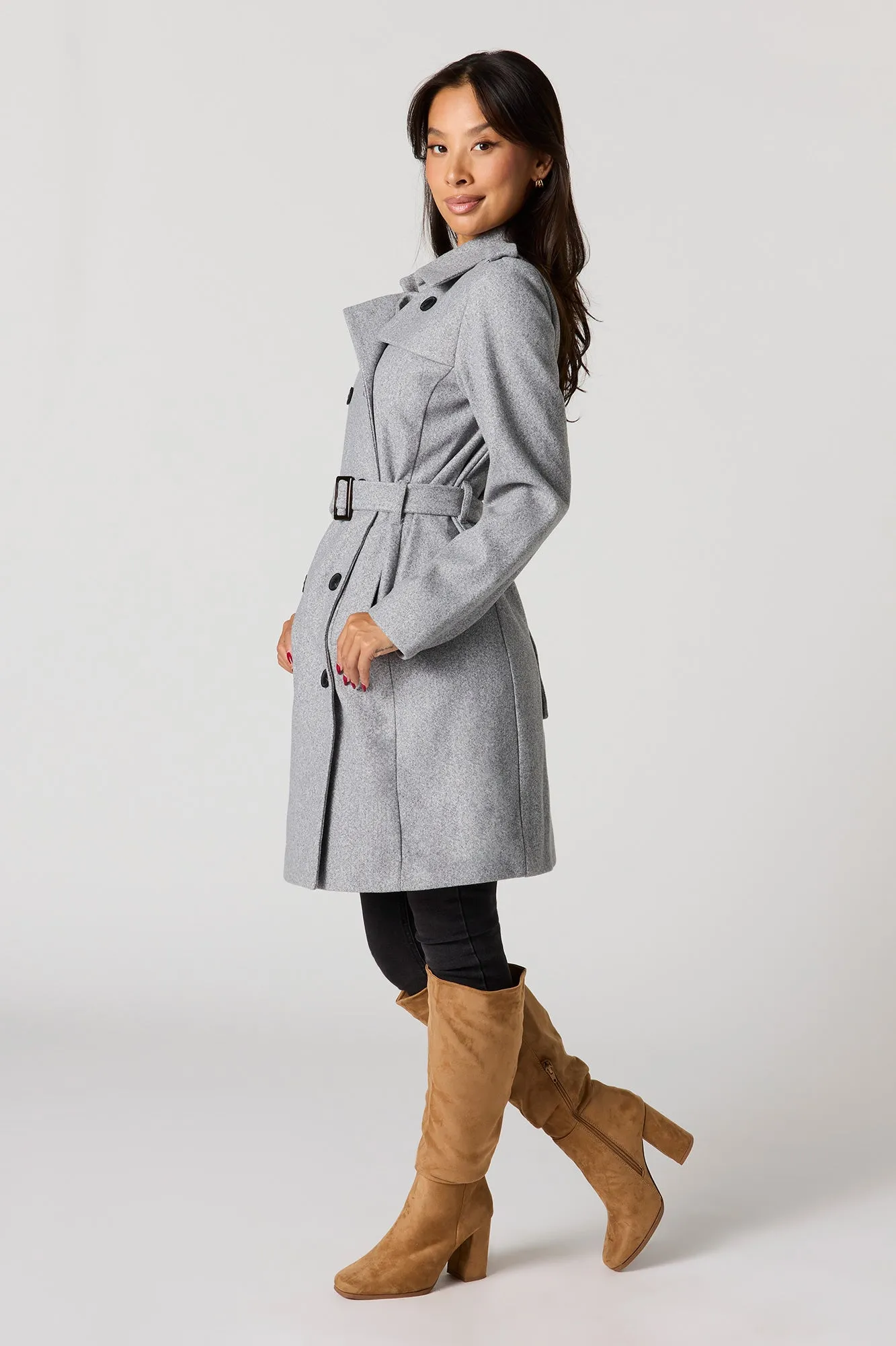 Double Breasted Belted Peacoat sold by Urban Planet product image thumbnail 2
