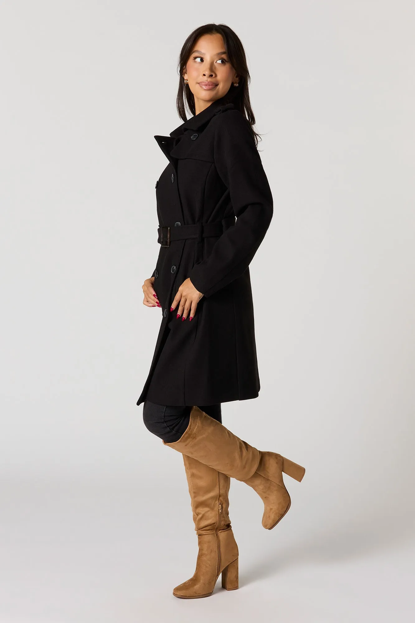 Double Breasted Belted Peacoat sold by Urban Planet product image thumbnail 5