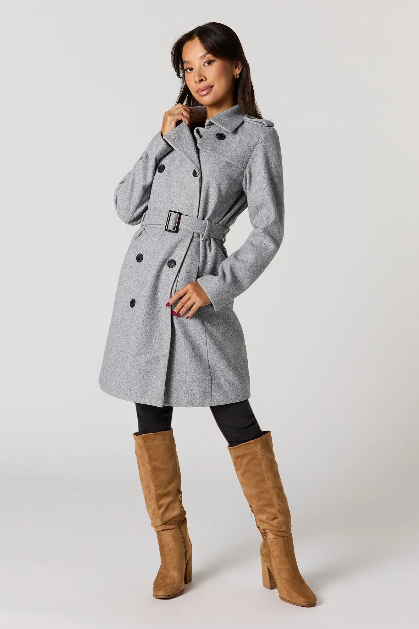 Double Breasted Belted Peacoat sold by Urban Planet