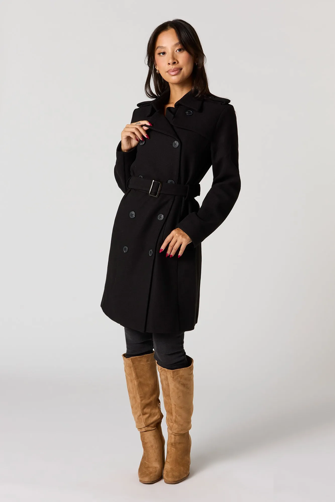 Double Breasted Belted Peacoat sold by Urban Planet product image thumbnail 4