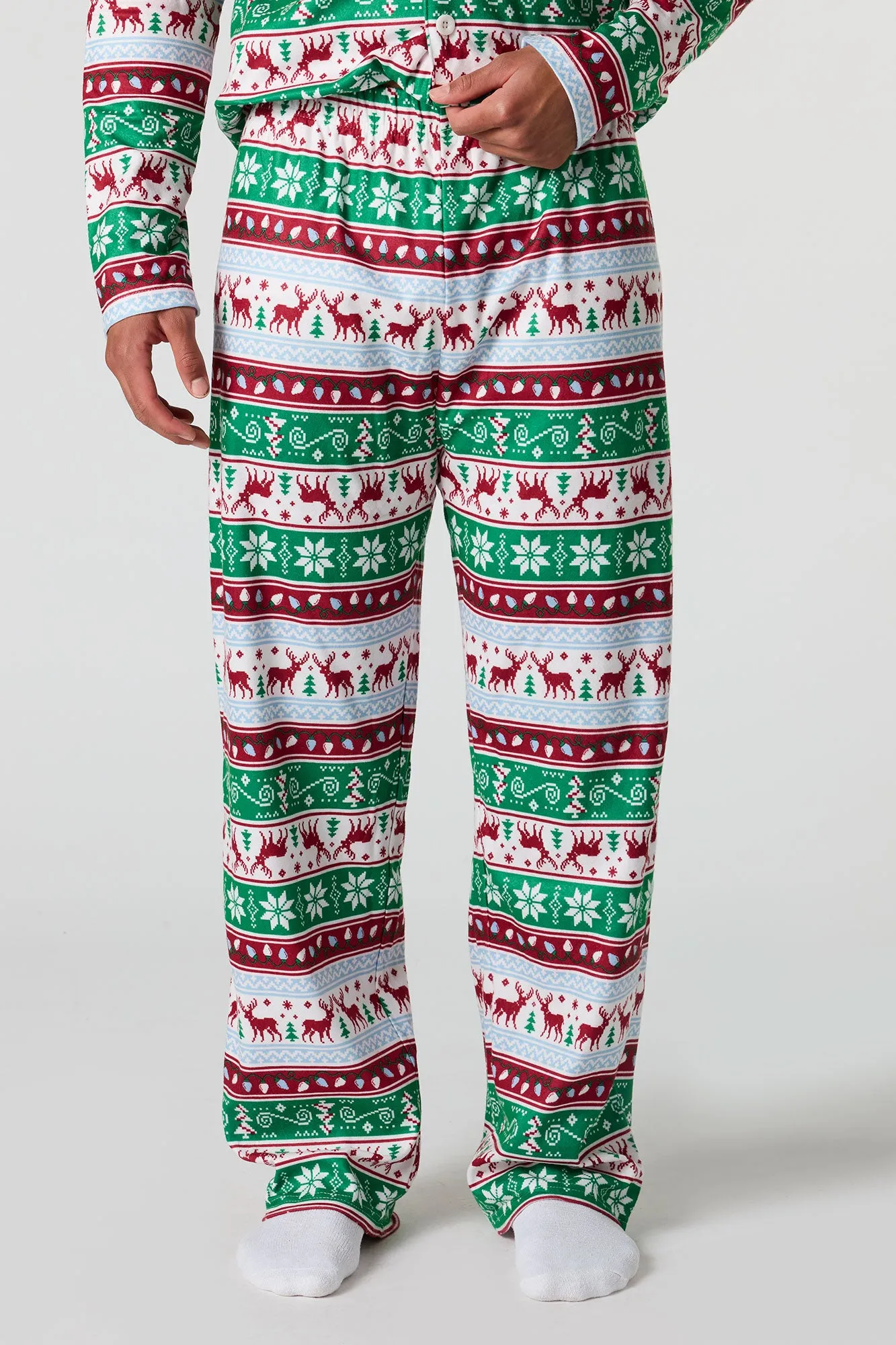 Mens Fammy Jammies Fair Isle Flannel Pajama Set sold by Urban Planet product image thumbnail 3