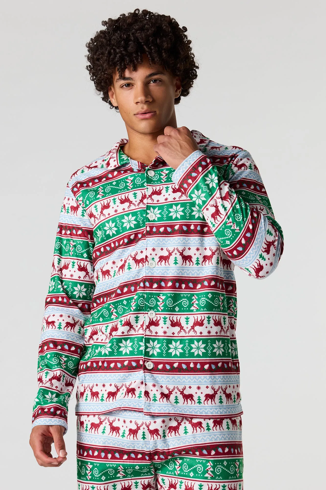Mens Fammy Jammies Fair Isle Flannel Pajama Set sold by Urban Planet product image thumbnail 2