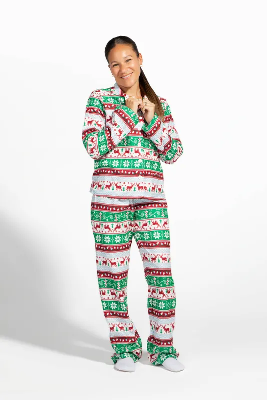 Womens Fammy Jammies Fair Isle Flannel Pajama Set sold by Urban Planet
