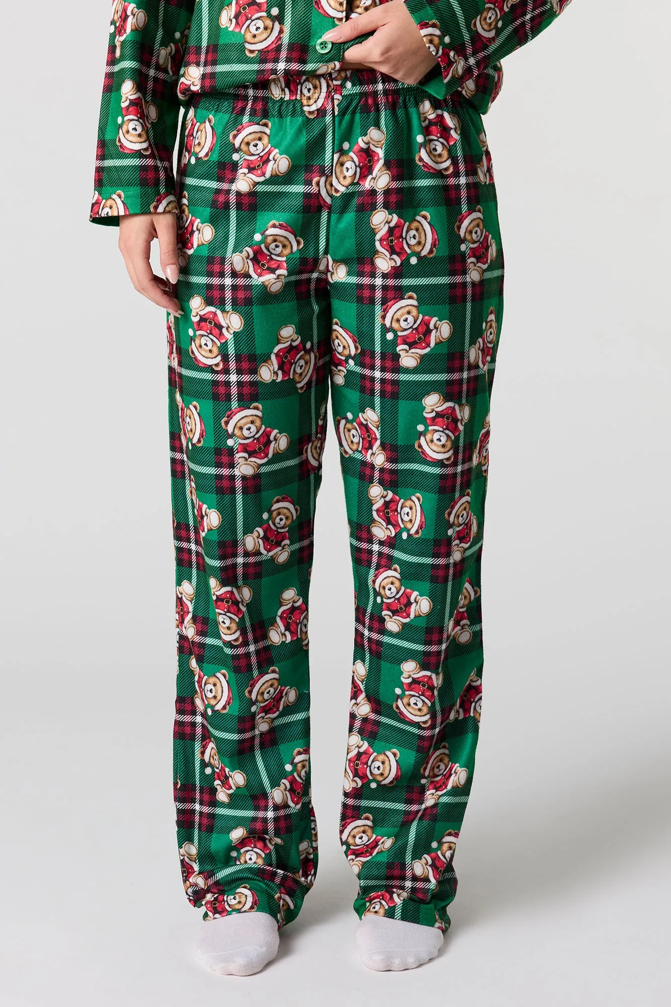 Womens Fammy Jammies Bear Flannel Pajama Set sold by Urban Planet product image thumbnail 3
