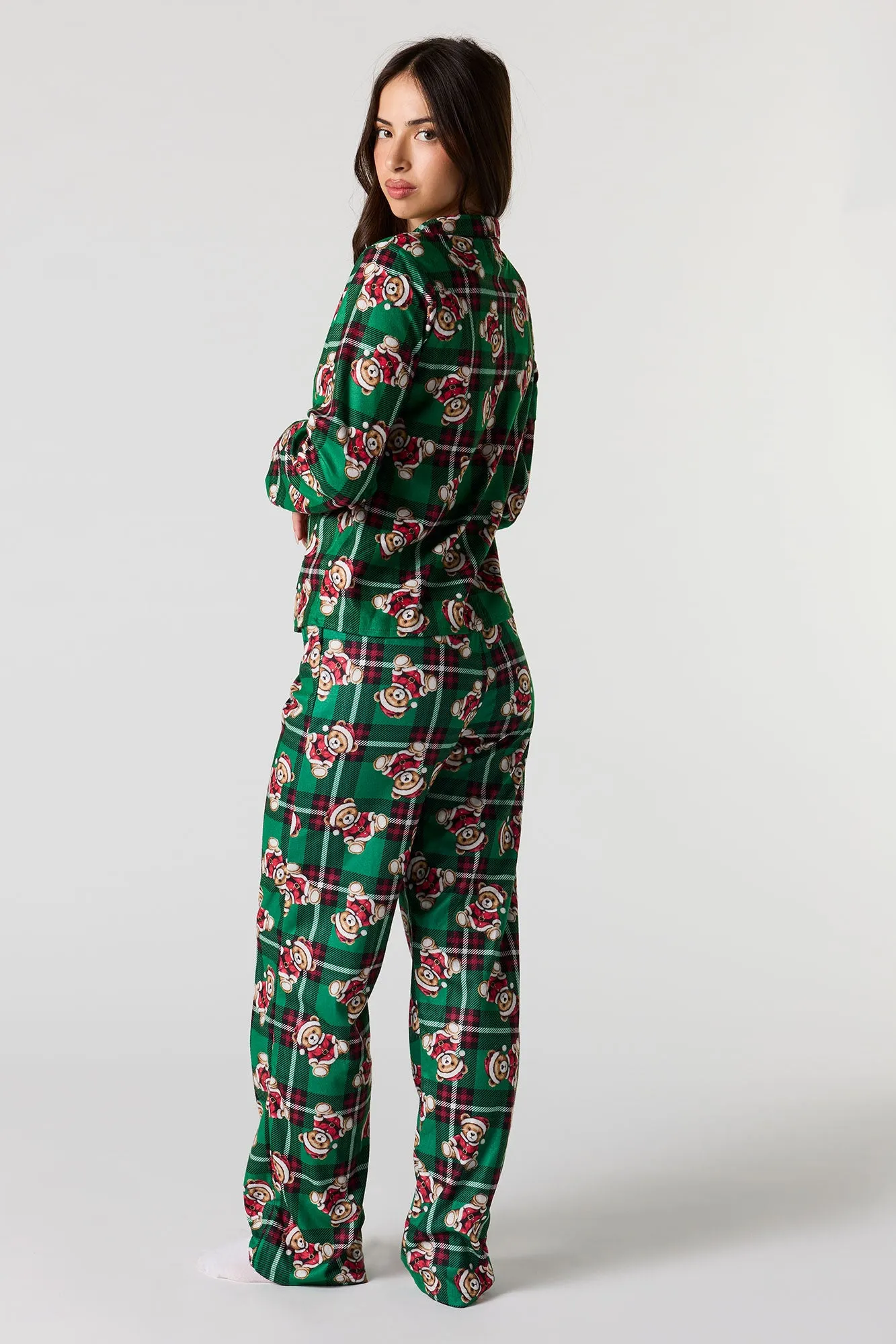 Womens Fammy Jammies Bear Flannel Pajama Set sold by Urban Planet product image thumbnail 5